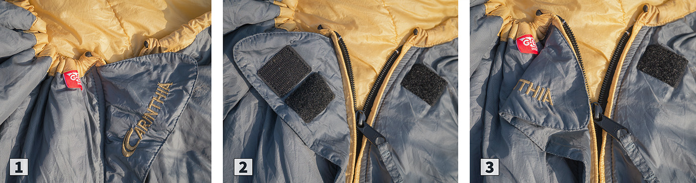 Carinthia's G-90 velcro zip cover is an important feature to prevent unzipping