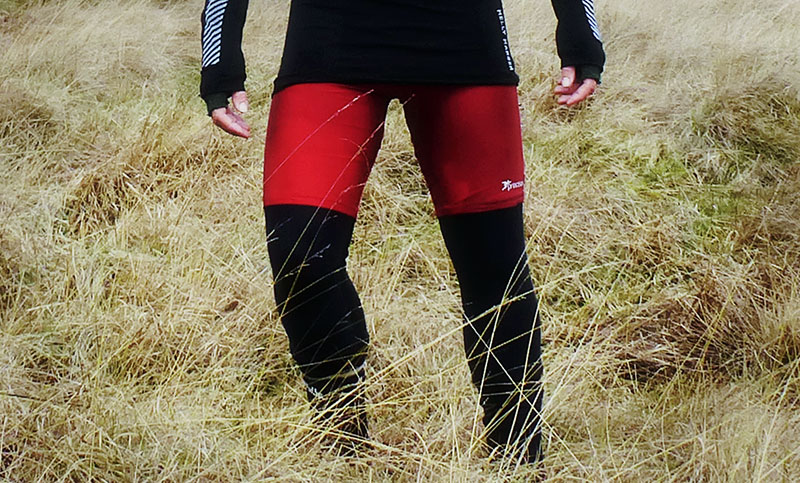 Winter Underwear: Decathlon's Kalenji Running Pants (black) over a pair of Precision Training lycra shorts (red)