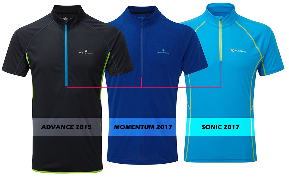 From left to right: Ronhill's Advance, Momentum and Montane's Sonic Zip
