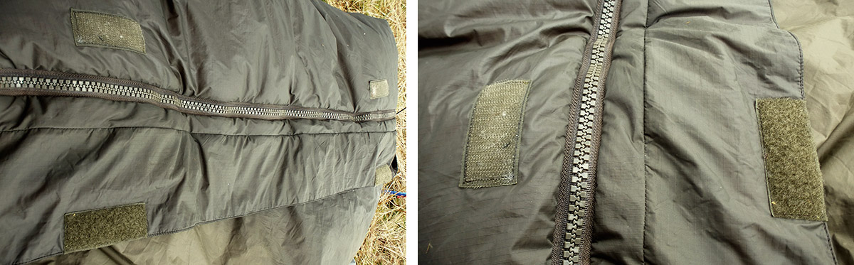 The Carinthia Defence 4's zip storm flap, keeps water out and warmth in