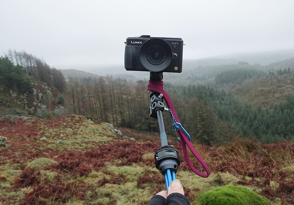 The Scrambler in selfie-stick mode gives you about 85cm reach