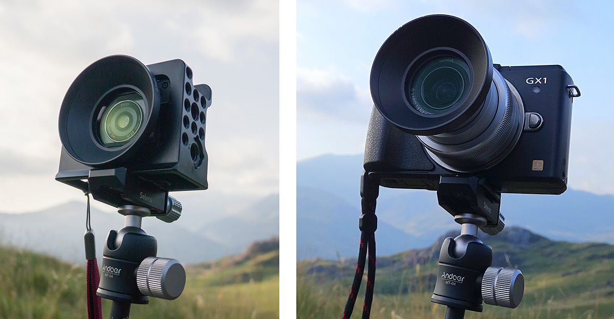 The editor's Two Current Cameras on the Scrambler Tripod